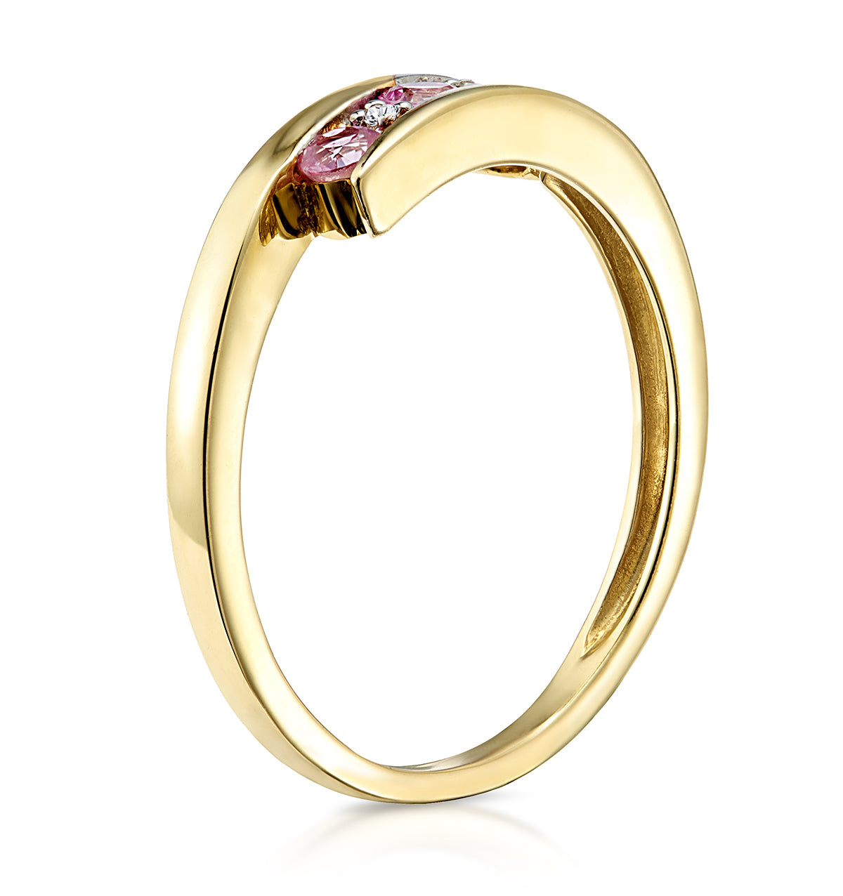 0.21ct Pink Sapphire and Diamond Ring 9K Yellow Gold